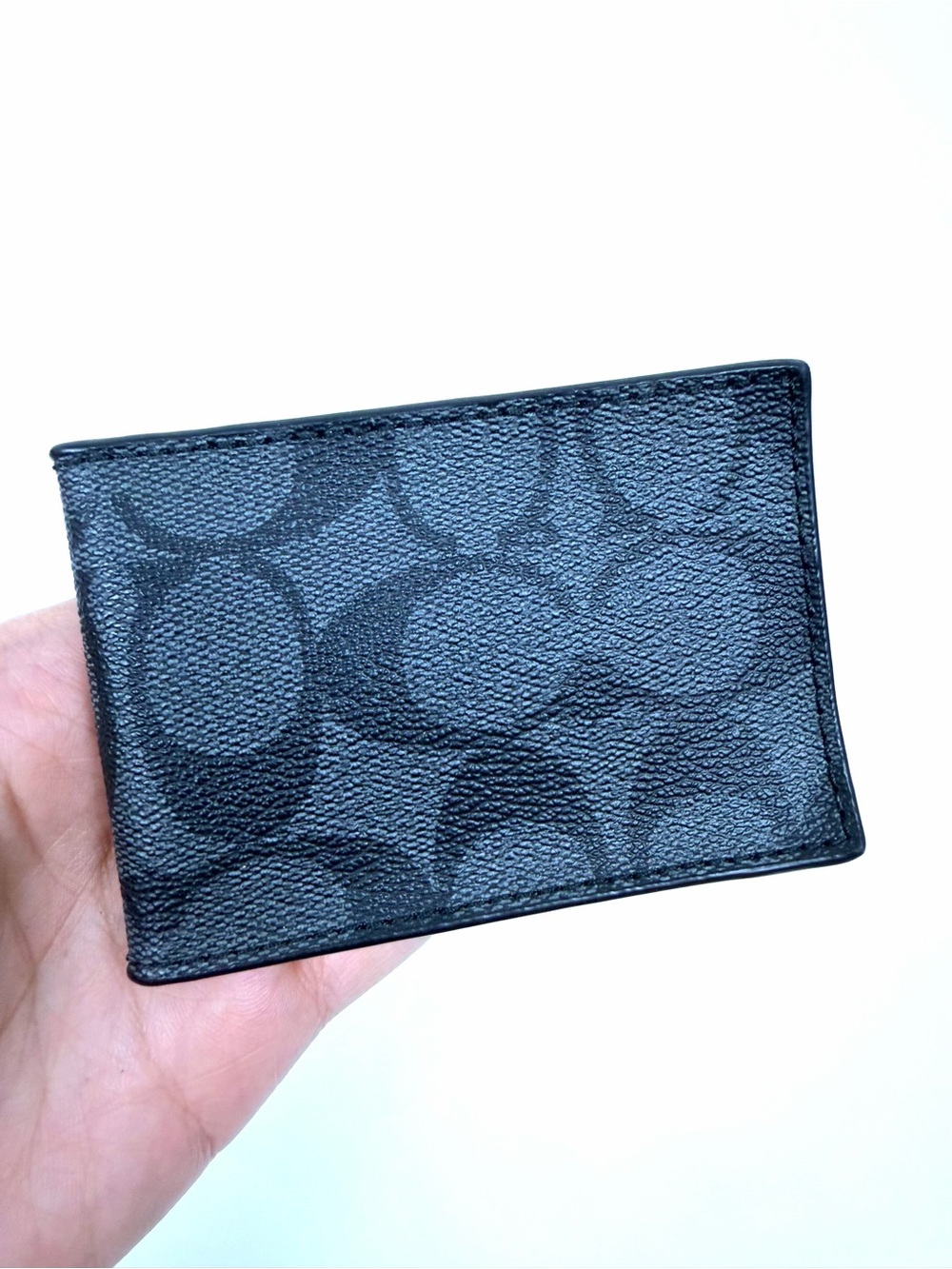 Auth Coach Slim Compact Monogram Wallet